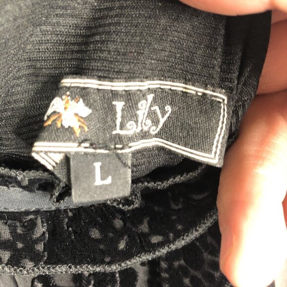 Vintage Lily Dress Womens Large Black Velvet Burnout Whimsigoth Halter Fairy - Picture 9 of 16